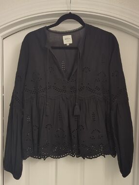 Misa Los Angeles Black Eyelet Tassel Tunic